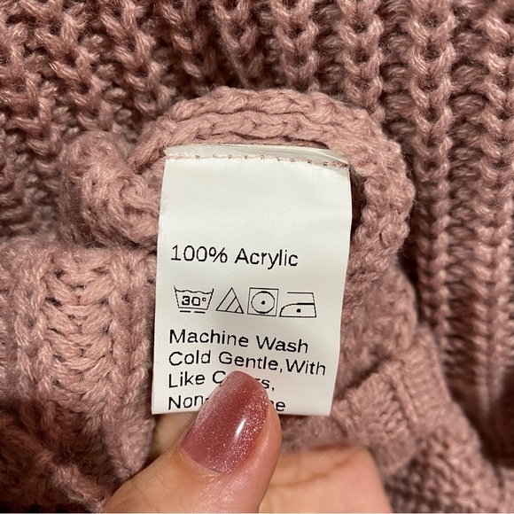 SHEIN Women’s Ruched Knit Long-Sleeve V-Neck Cropped Sweater - mauve, size S - Picture 6 of 6